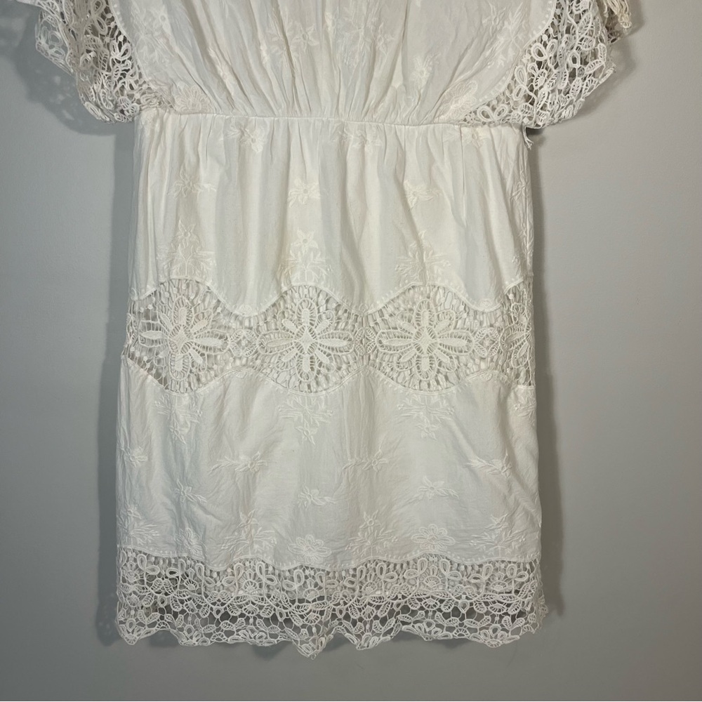 Ann Taylor White Eyelet Lace V-Neck Dress - Picture 3 of 9